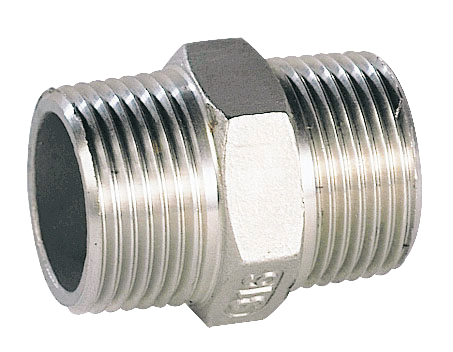 Dubbele 6-k nippel  No. 280 1/8"Tot 4" 316 RVS