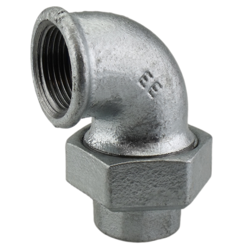 Schroefkoppeling Haaks 90G Vlak FxF 3/8 "tot  2"  Verzinkt